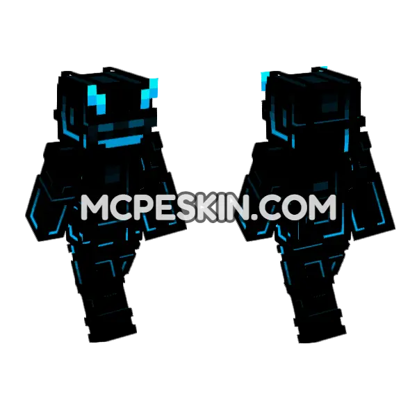 Blue Glitch Skin Minecraft Bedrock skin, front and back
