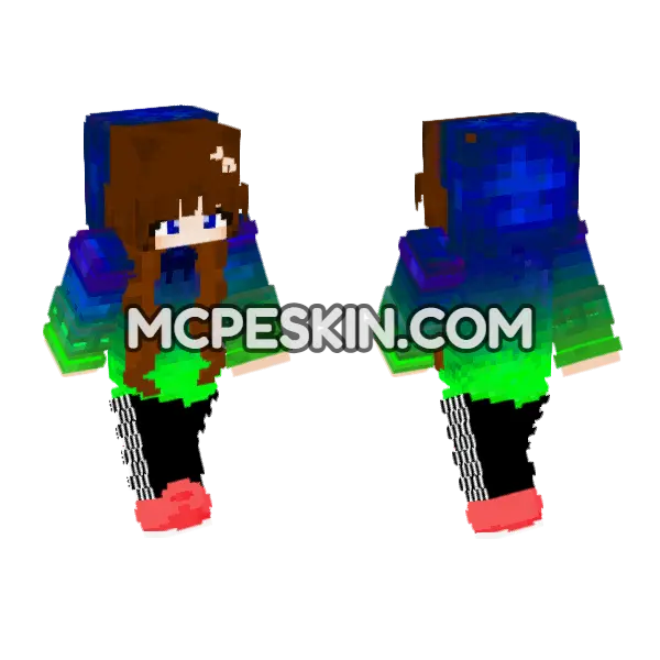 Blue Green Skin Minecraft Bedrock skin, front and back
