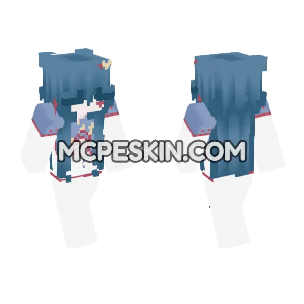 Blue Hair Girl Minecraft Bedrock skin, front and back