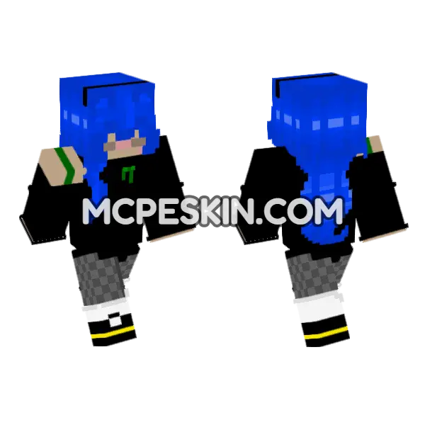 Blue Haired Gamer Girl, front and back