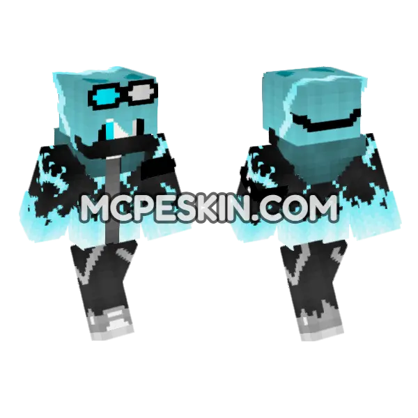 Blue Ice Creature Minecraft Bedrock skin, front and back