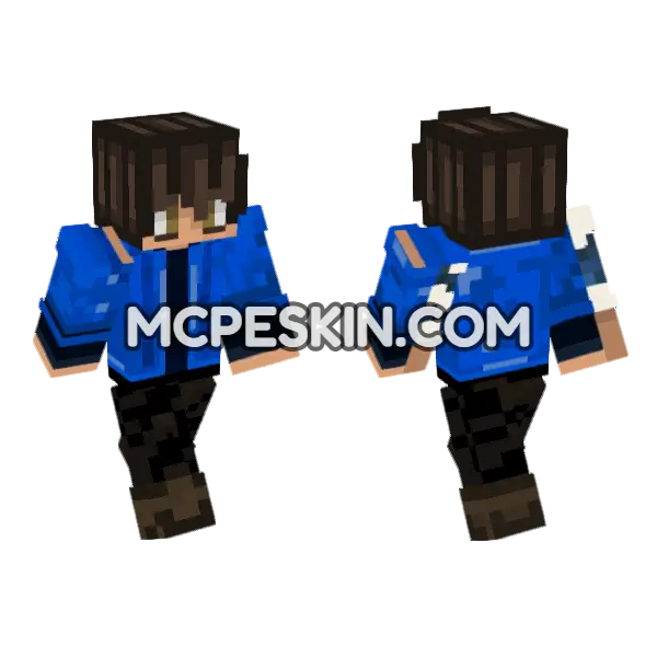 Blue Jacket Boy Minecraft Bedrock skin, front and back