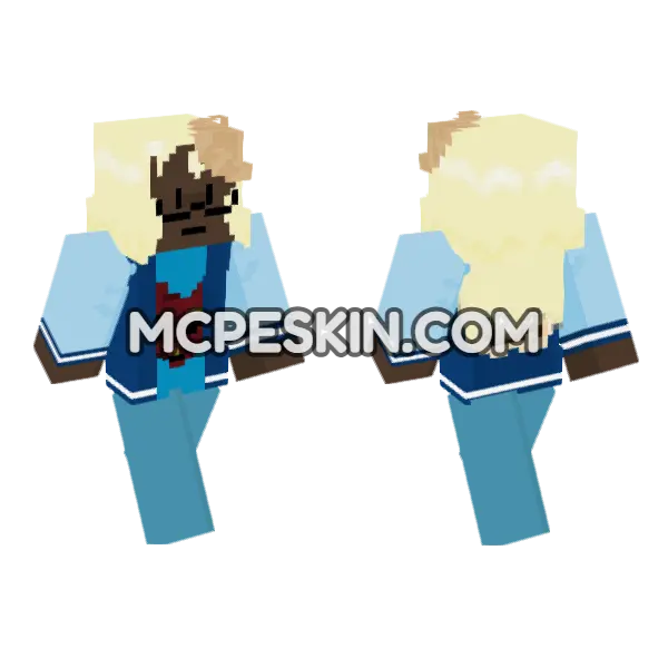 Blue Japanese Oni Mask Minecraft Bedrock skin, front and back