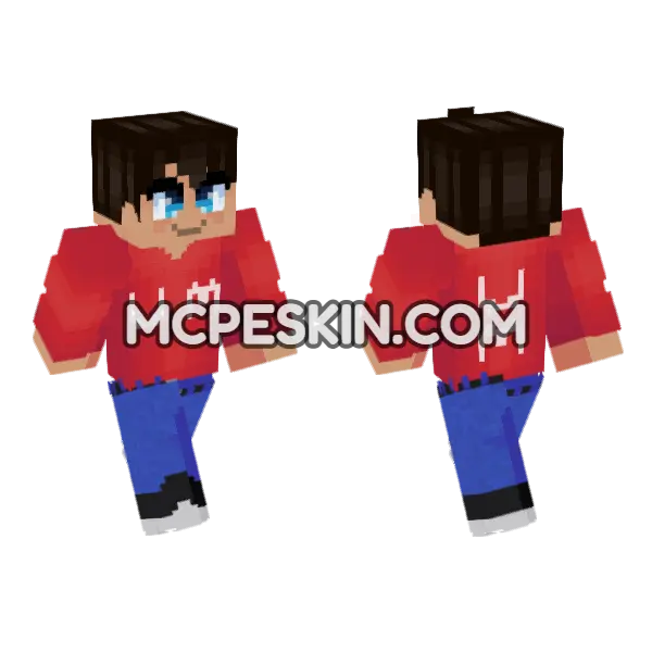 Blue Jeans Red Hoodie, front and back