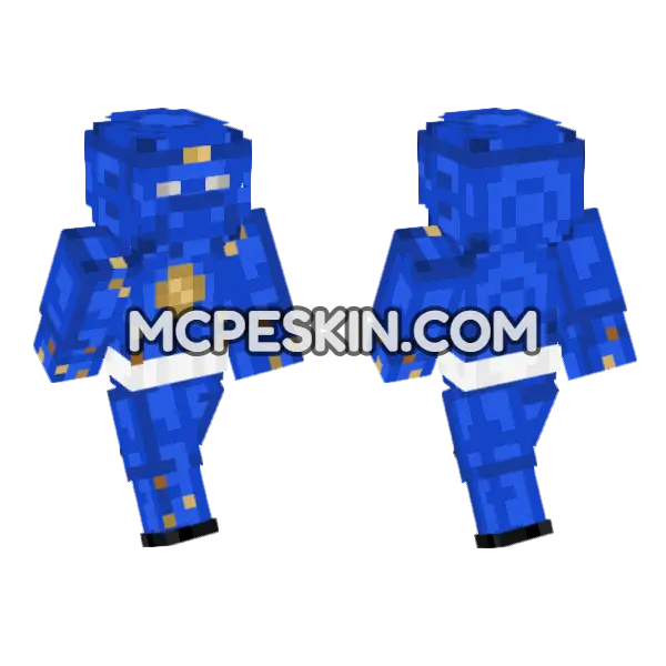 Blue Ninja Ranger Minecraft Bedrock skin, front and back
