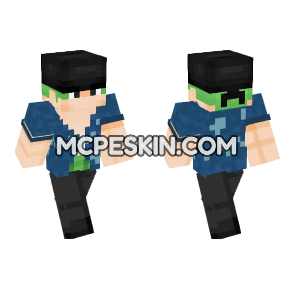 Blue Patterned Sweater Minecraft Bedrock skin, front and back