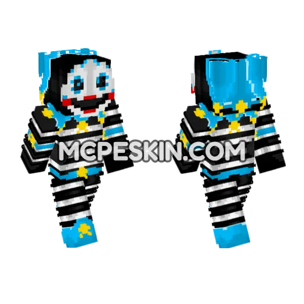 Blue Puppet Marionette Minecraft Bedrock skin, front and back