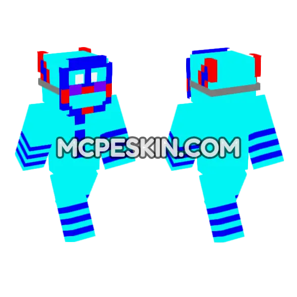 Blue Robot Mask, front and back