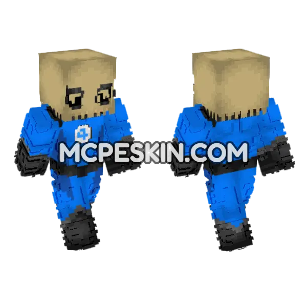 Blue Robot Warrior, front and back