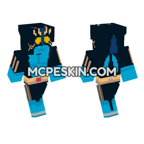 Blue Samurai Warrior, front and back