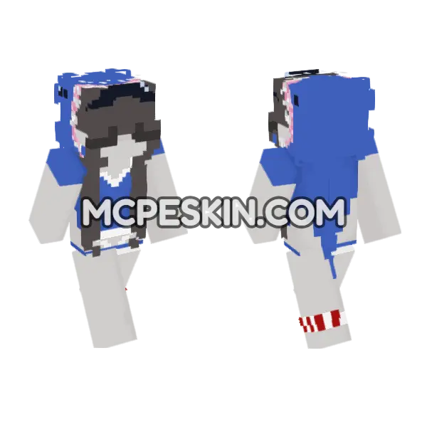 Blue Shark Hoodie, front and back