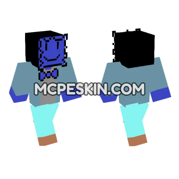 Blue Smiley Hat, front and back