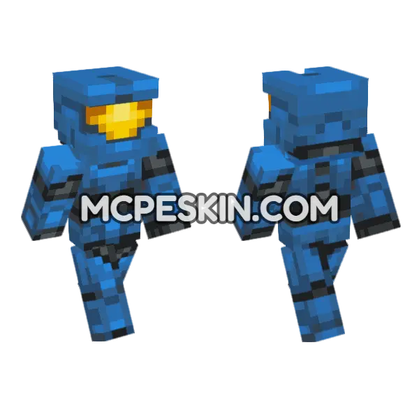 Blue Spartan Armor Minecraft Bedrock skin, front and back