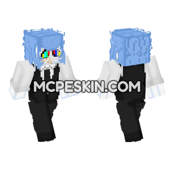 Blue Suit Character, front and back