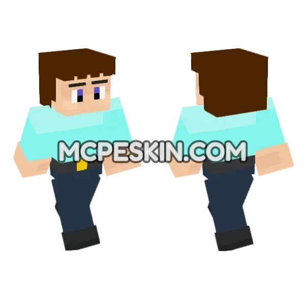 Blue Uniform Outfit Minecraft Bedrock skin, front and back