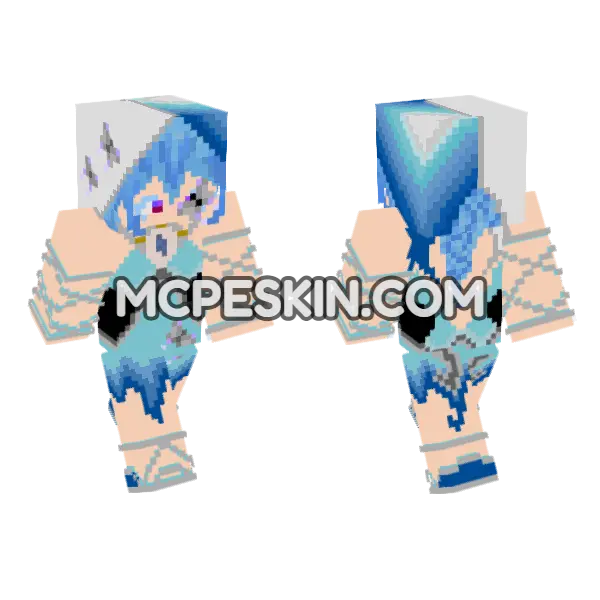 Blue Water Mage Minecraft Bedrock skin, front and back