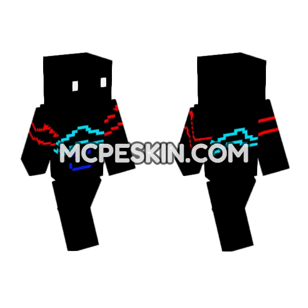 Blue Wave Face Minecraft Bedrock skin, front and back