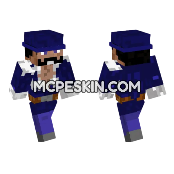 Blue Witch Hat Minecraft Bedrock skin, front and back