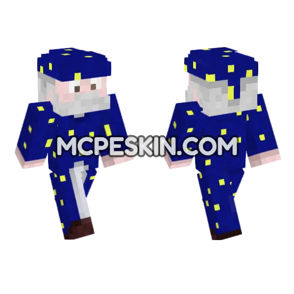 Blue Wizard Minecraft Bedrock skin, front and back