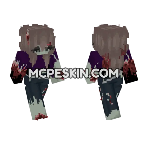 Bluewolf1315 Zombie Skin Minecraft Bedrock skin, front and back