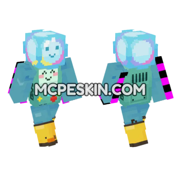 BMO Amp Bubble Minecraft Bedrock skin, front and back