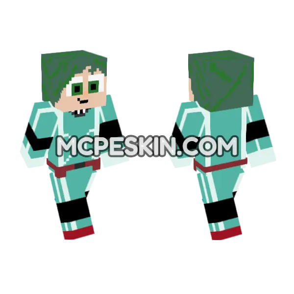 Bnha Izuku Midoriya Deku Minecraft Bedrock skin, front and back