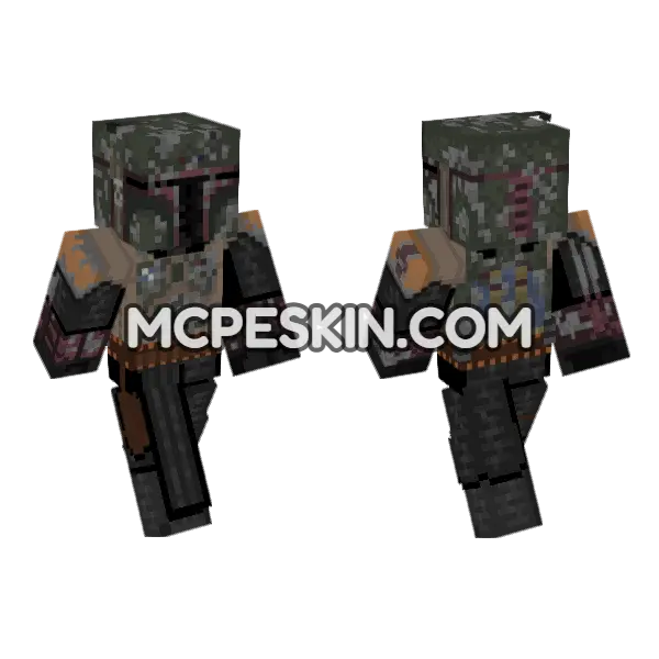 Boba Fett Mandalorian Minecraft Bedrock skin, front and back