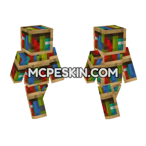 Bookshelf Skin Minecraft Bedrock skin, front and back