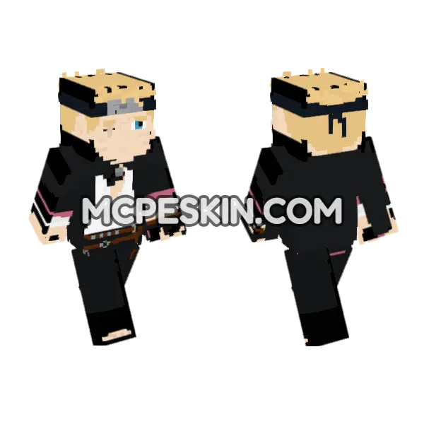 Boruto Two Blue Vortex Minecraft Bedrock skin, front and back