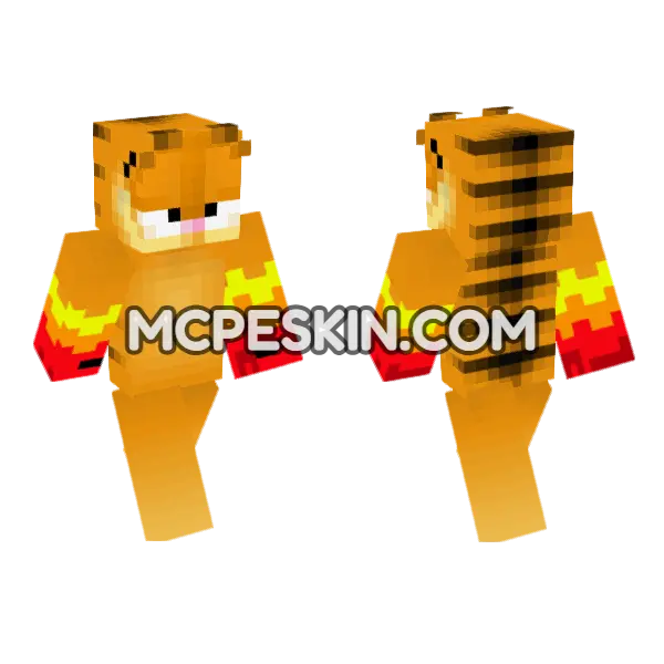 Boxer Garfield Minecraft Bedrock skin, front and back