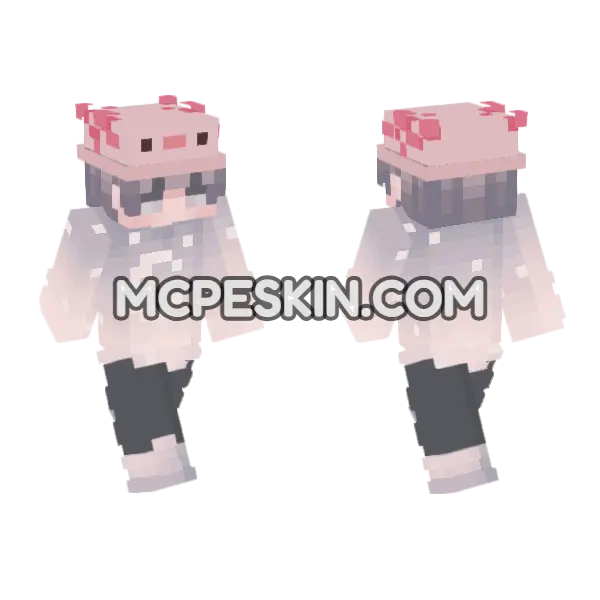 Boy Axolotl Minecraft Bedrock skin, front and back