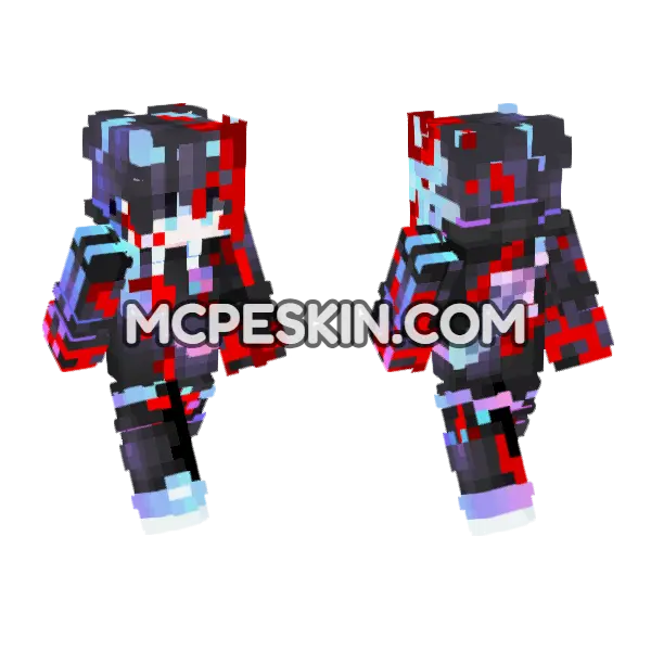 Boy Neon Minecraft Bedrock skin, front and back
