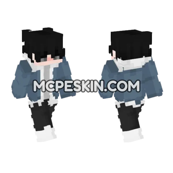 Boy With Jacket Minecraft Bedrock skin, front and back
