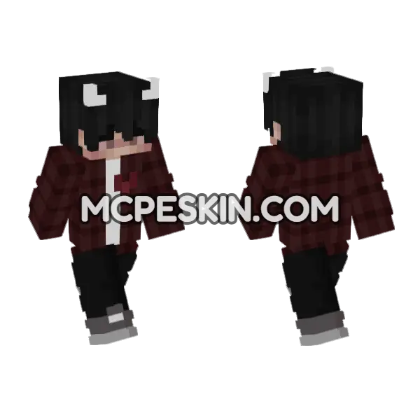 Boy With Plaid Shirt Minecraft Bedrock skin, front and back