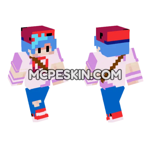Boyfriend FNF Skin Minecraft Bedrock skin, front and back