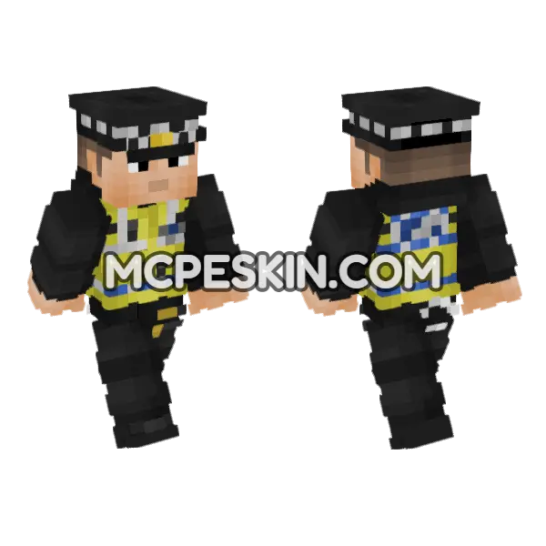 British Police Traffic Officer Minecraft Bedrock skin, front and back