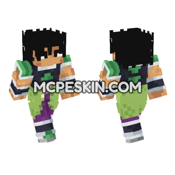 Broly Minecraft Bedrock skin, front and back