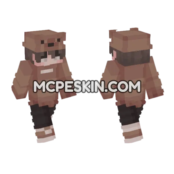 Brown Bear Skin Minecraft Bedrock skin, front and back