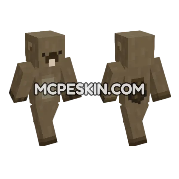 Brown Beaver Skin Minecraft Bedrock skin, front and back