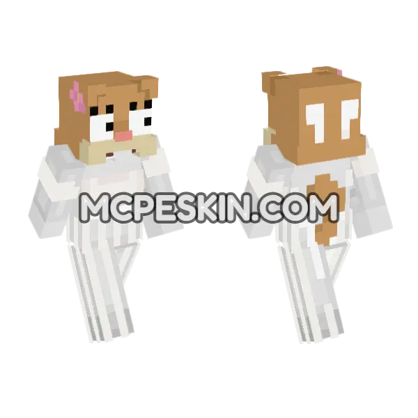 Brown Bunny Girl Minecraft Bedrock skin, front and back