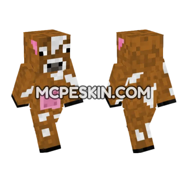 Brown Cow Skin Minecraft Bedrock skin, front and back