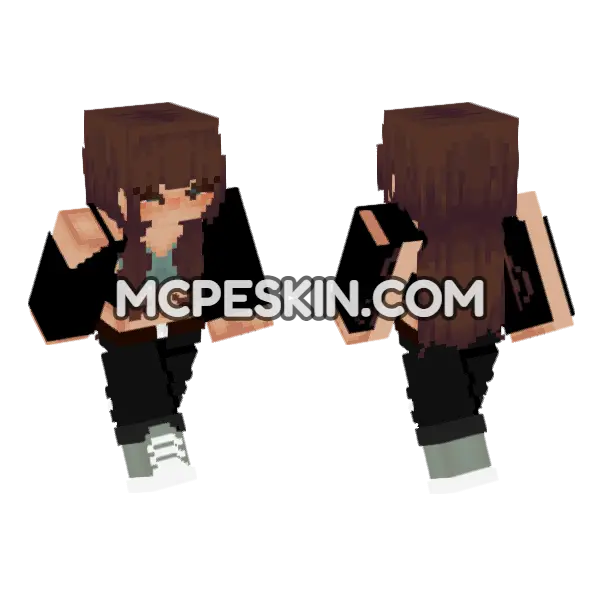 Brown Hair Girl 5909282 Minecraft Bedrock skin, front and back