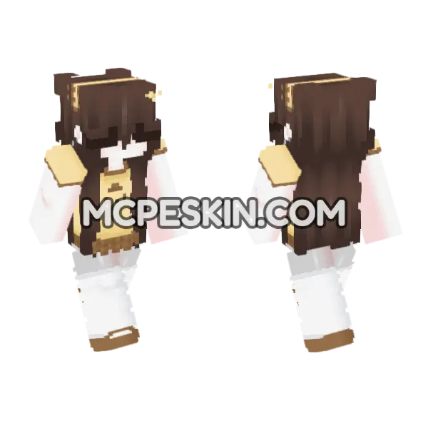 Brown Hair Maid Outfit, front and back