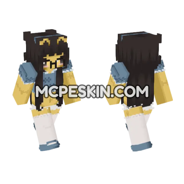 Brown Haired Girl Minecraft Bedrock skin, front and back