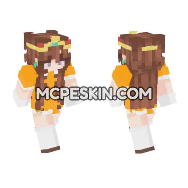 Brown Haired Girl Minecraft Bedrock skin, front and back