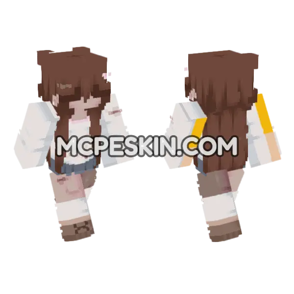 Brown Haired Girl Minecraft Bedrock skin, front and back