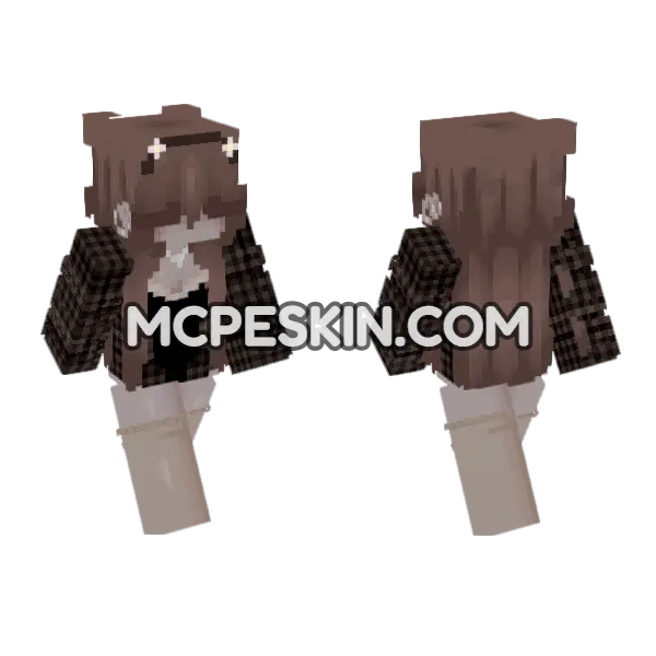Brown Nun Outfit Minecraft Bedrock skin, front and back