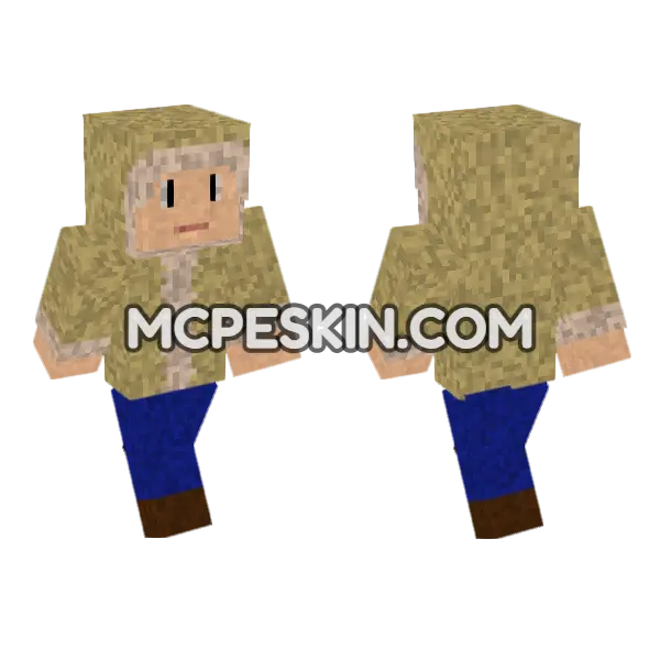 Brown Parka Outfit Minecraft Bedrock skin, front and back
