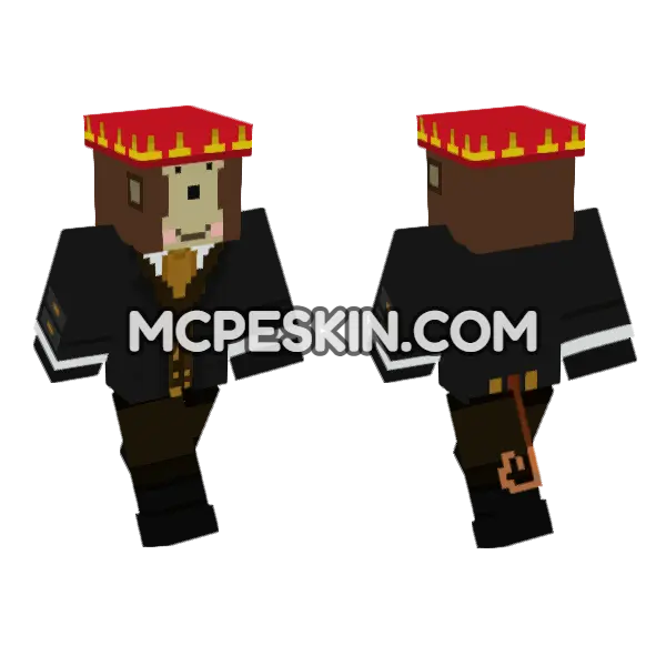 Brown Suit Monkey Minecraft Bedrock skin, front and back