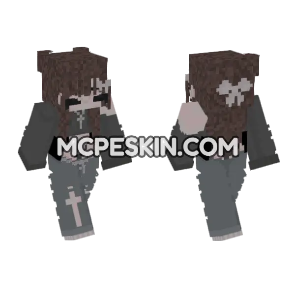 Brunette Gray Cross Outfit, front and back